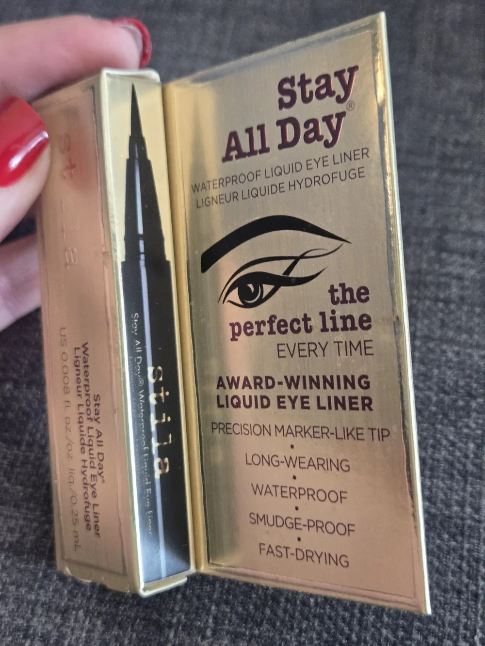 Stila Stay All Day Waterproof Liquid Eye Liner - Black in Gold Packaging